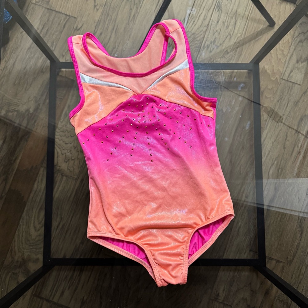 Girls' Pink and Orange Gymnastics Leotard
